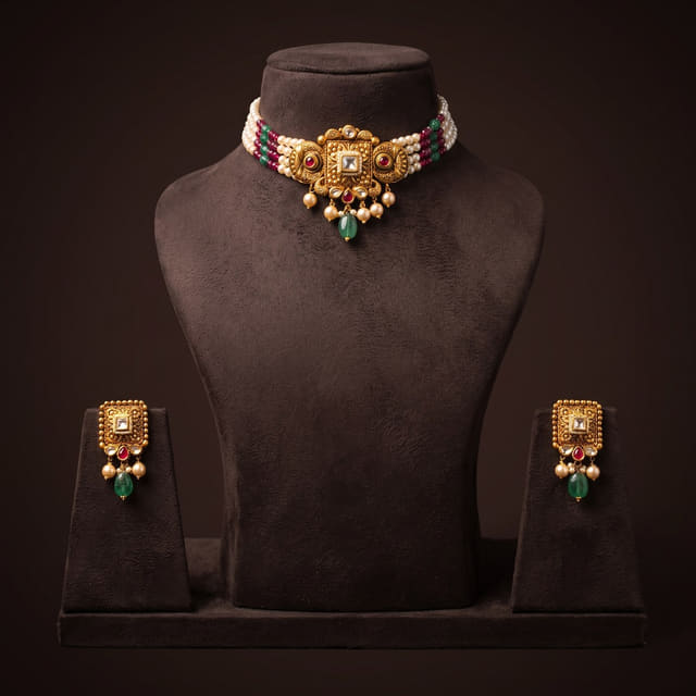 Square Kundan Ruby Choker