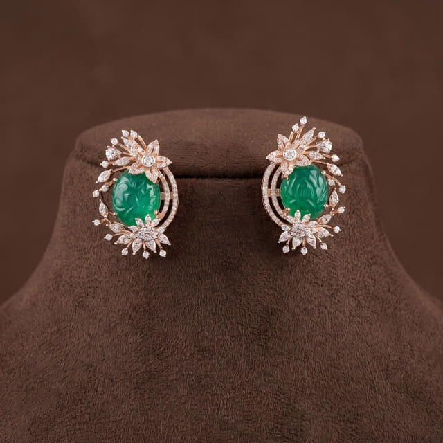 Carved Green Stud Earrings