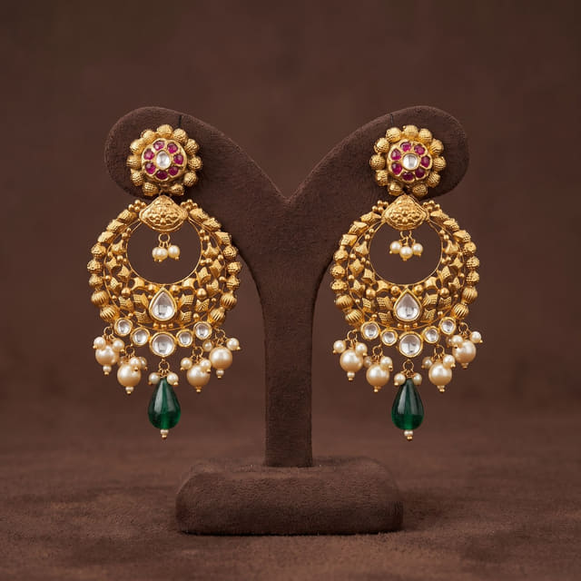 Gold Chandbali Earrings