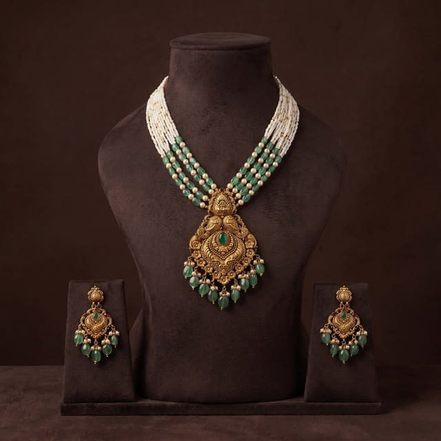 Emerald Bead Temple Haar