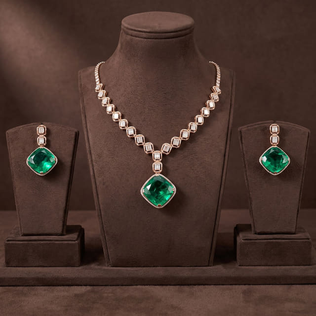 Emerald Pendant Set